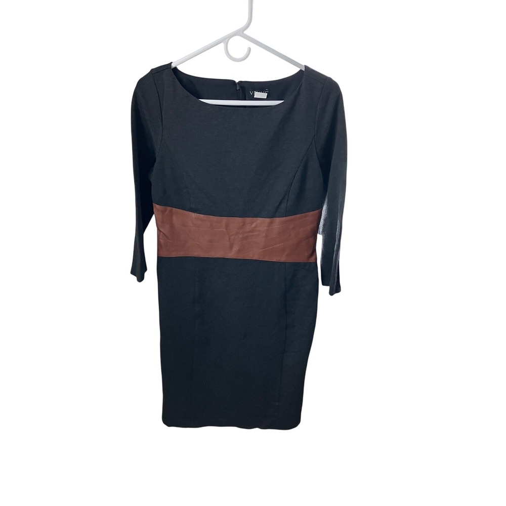 Venus Dress‎ Womens Brown Black Colorblock Fitted Career Office 3/4 Sleeve